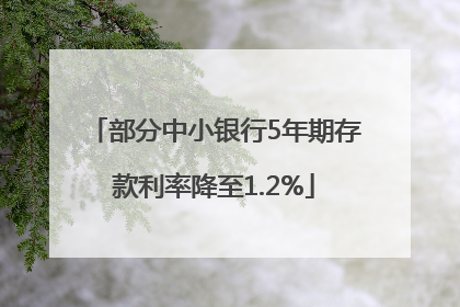 部分中小银行5年期存款利率降至1.2%